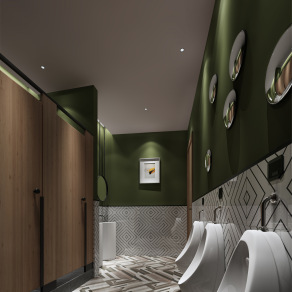 工业风公共卫生间 小便器 卫生间隔断 蹲便器